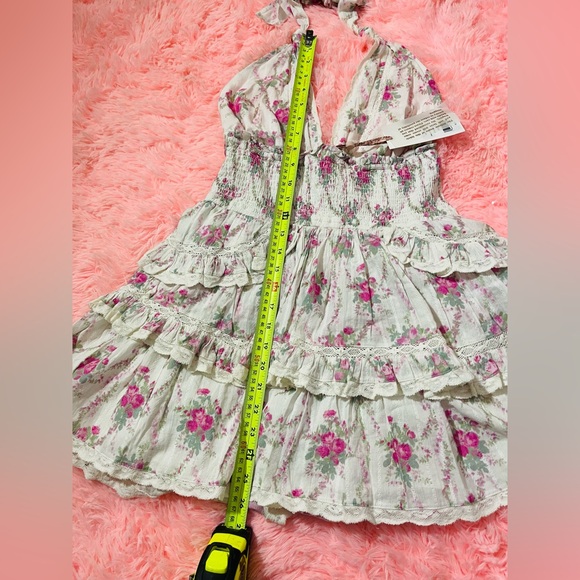 NWT LOVESHACKFANCY DEANNA HALTER DRESS ~ ROSE PICNIC LARGE - Picture 8 of 10